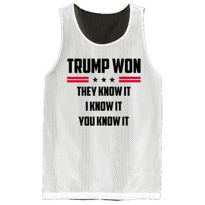 Trump Won They Know It I Know It You Know It Mesh Reversible Basketball Jersey Tank