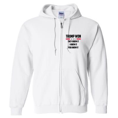 Trump Won They Know It I Know It You Know It Full Zip Hoodie
