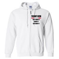 Trump Won They Know It I Know It You Know It Full Zip Hoodie