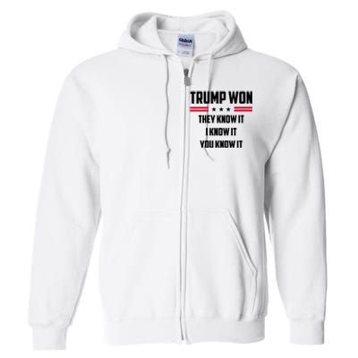 Trump Won They Know It I Know It You Know It Full Zip Hoodie