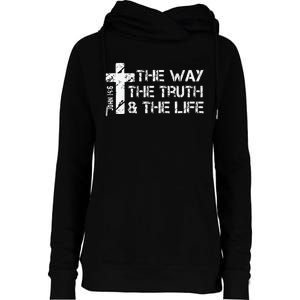 The Way Truth Life John 14 6 Bible Verse Christian Faith Womens Funnel Neck Pullover Hood