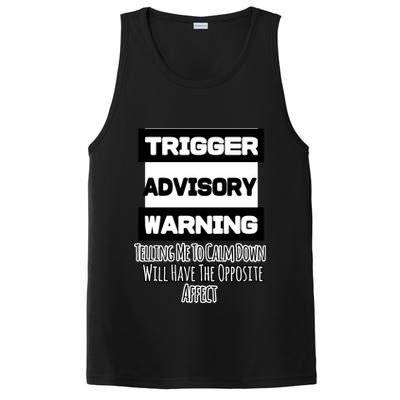 Trigger Warning Tell Me To Calm Down Opposite Affect Funny Gift PosiCharge Competitor Tank