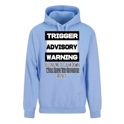 Trigger Warning Tell Me To Calm Down Opposite Affect Funny Gift Unisex Surf Hoodie