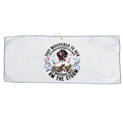 They Whispered to Her She Whispered Back I Am A Storm Large Microfiber Waffle Golf Towel