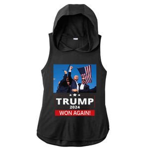 Trump Wins Us Presidency Trump Won Again Election 2024 Ladies PosiCharge Tri-Blend Wicking Draft Hoodie Tank