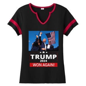 Trump Wins Us Presidency Trump Won Again Election 2024 Ladies Halftime Notch Neck Tee