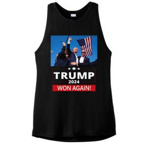 Trump Wins Us Presidency Trump Won Again Election 2024 Ladies PosiCharge Tri-Blend Wicking Tank