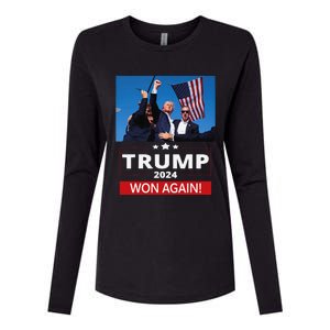 Trump Wins Us Presidency Trump Won Again Election 2024 Womens Cotton Relaxed Long Sleeve T-Shirt