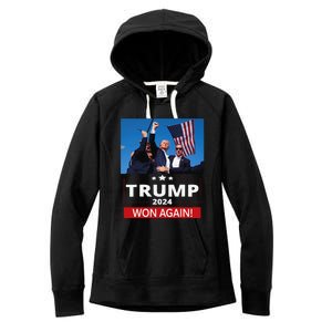 Trump Wins Us Presidency Trump Won Again Election 2024 Women's Fleece Hoodie