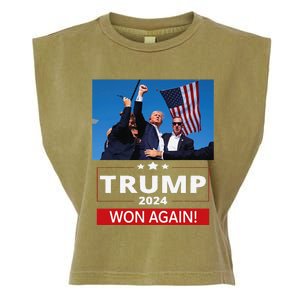 Trump Wins Us Presidency Trump Won Again Election 2024 Garment-Dyed Women's Muscle Tee