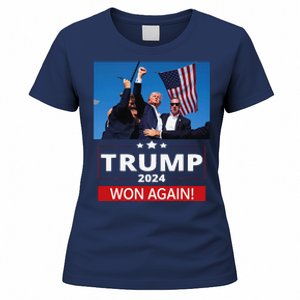 Trump Wins Us Presidency Trump Won Again Election 2024 Women's T-Shirt