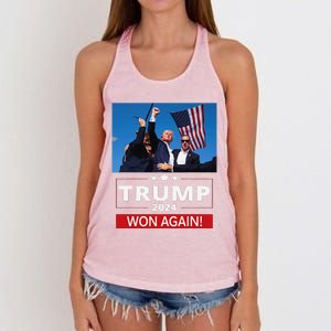 Trump Wins Us Presidency Trump Won Again Election 2024 Women's Knotted Racerback Tank