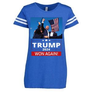 Trump Wins Us Presidency Trump Won Again Election 2024 Enza Ladies Jersey Football T-Shirt