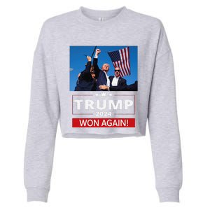 Trump Wins Us Presidency Trump Won Again Election 2024 Cropped Pullover Crew