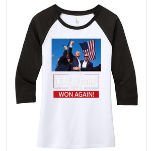 Trump Wins Us Presidency Trump Won Again Election 2024 Women's Tri-Blend 3/4-Sleeve Raglan Shirt