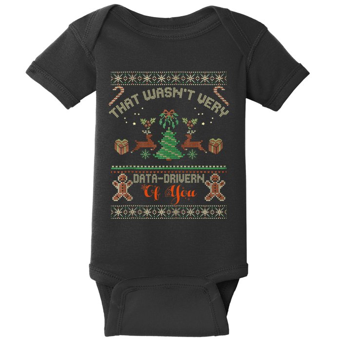 That WasnT Very Data Driven Of You Ugly Christmas Sweaters Baby Bodysuit