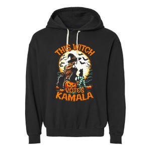 This Witch Votes Kamala Harris President Funny Halloween Garment-Dyed Fleece Hoodie