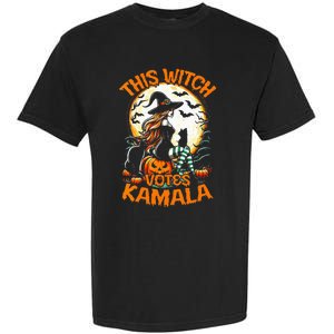 This Witch Votes Kamala Harris President Funny Halloween Garment-Dyed Heavyweight T-Shirt