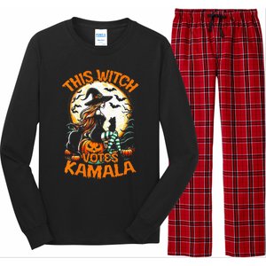 This Witch Votes Kamala Harris President Funny Halloween Long Sleeve Pajama Set