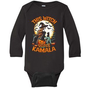 This Witch Votes Kamala Harris President Funny Halloween Baby Long Sleeve Bodysuit