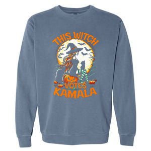 This Witch Votes Kamala Harris President Funny Halloween Garment-Dyed Sweatshirt