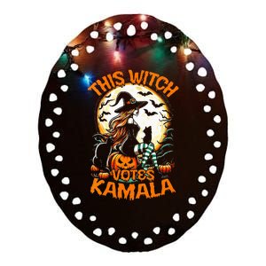 This Witch Votes Kamala Harris President Funny Halloween Ceramic Oval Ornament