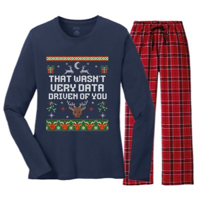 That WasnT Very Data Driven Of You Ugly Sweater Christmas Women's Long Sleeve Flannel Pajama Set 