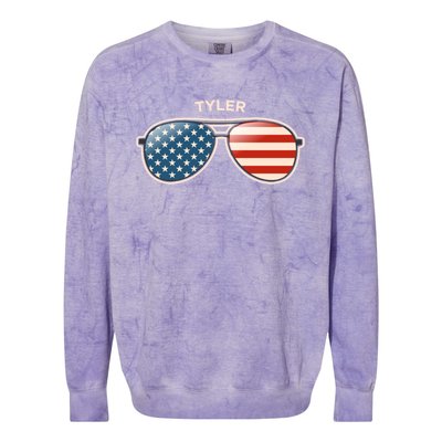 Tyler Wv Vintage Us Flag Sunglasses Gift Colorblast Crewneck Sweatshirt