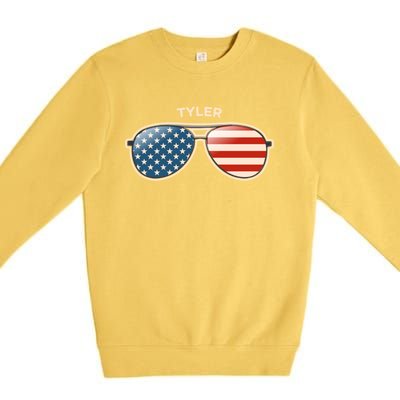 Tyler Wv Vintage Us Flag Sunglasses Gift Premium Crewneck Sweatshirt