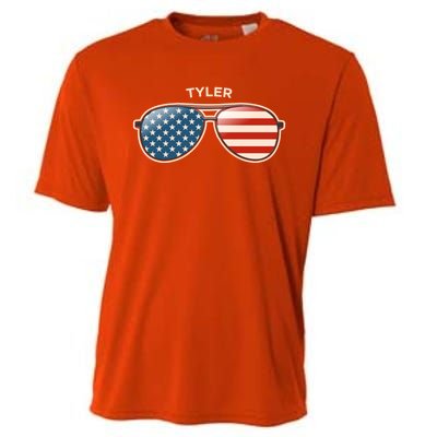 Tyler Wv Vintage Us Flag Sunglasses Gift Cooling Performance Crew T-Shirt