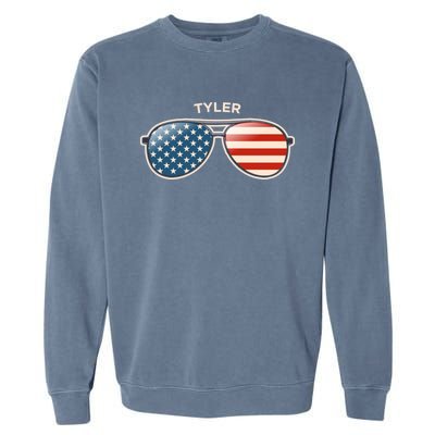 Tyler Wv Vintage Us Flag Sunglasses Gift Garment-Dyed Sweatshirt