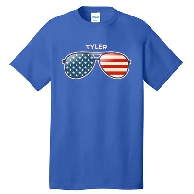 Tyler Wv Vintage Us Flag Sunglasses Gift Tall T-Shirt