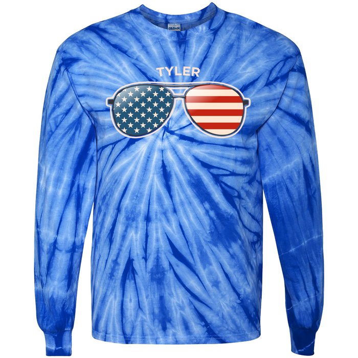 Tyler Wv Vintage Us Flag Sunglasses Gift Tie-Dye Long Sleeve Shirt