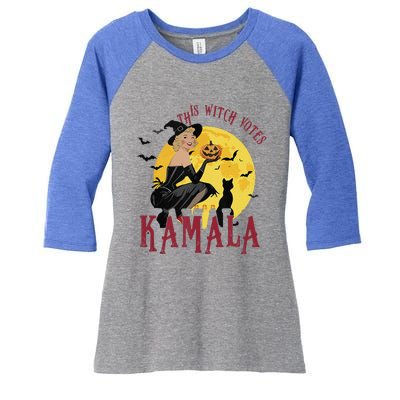 This Witch Votes Kamala Voting 2024 Women's Tri-Blend 3/4-Sleeve Raglan Shirt