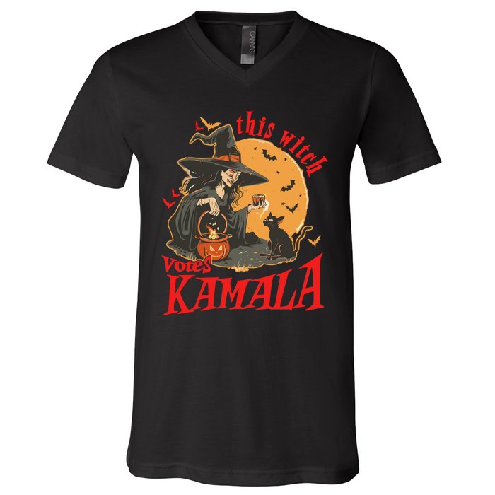 This Witch Votes Kamala Halloween V-Neck T-Shirt