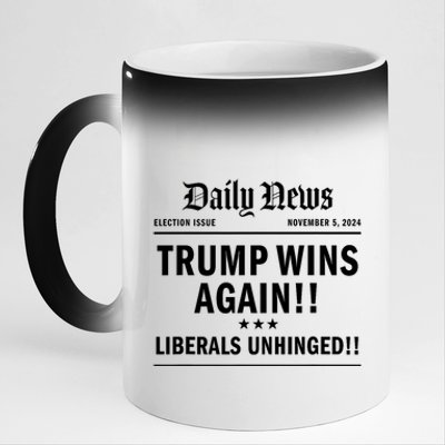 Trump Won Victory Wins Headline Trump 2024 Landslide Victory 11oz Black Color Changing Mug