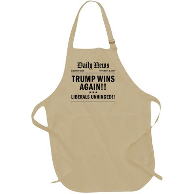 Trump Won Victory Wins Headline Trump 2024 Landslide Victory Full-Length Apron With Pockets