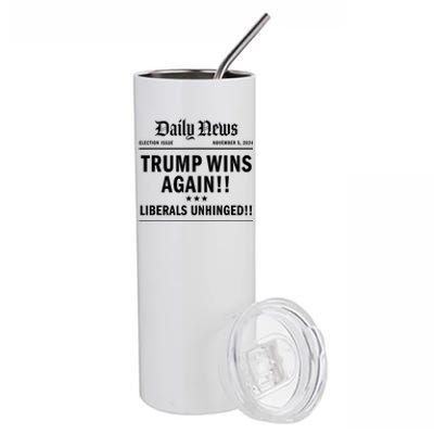 Trump Won Victory Wins Headline Trump 2024 Landslide Victory Stainless Steel Tumbler