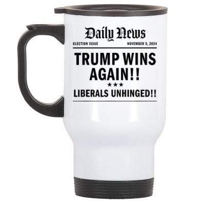 Trump Won Victory Wins Headline Trump 2024 Landslide Victory Stainless Steel Travel Mug