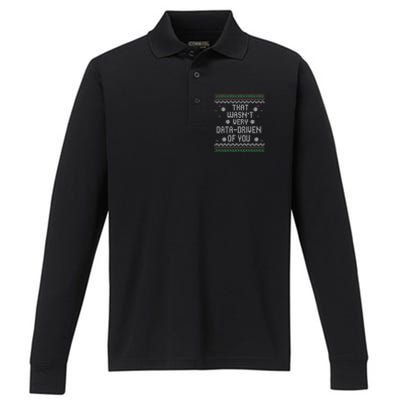 That WasnT Very Data Driven Of You Christmas Xmas Pajamas Performance Long Sleeve Polo