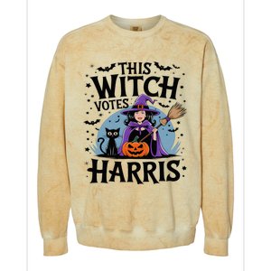 This Witch Votes Harris Funny Halloween Kamala Witchy Witch Colorblast Crewneck Sweatshirt