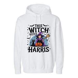 This Witch Votes Harris Funny Halloween Kamala Witchy Witch Garment-Dyed Fleece Hoodie