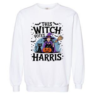 This Witch Votes Harris Funny Halloween Kamala Witchy Witch Garment-Dyed Sweatshirt