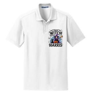 This Witch Votes Harris Funny Halloween Kamala Witchy Witch Dry Zone Grid Polo