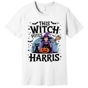 This Witch Votes Harris Funny Halloween Kamala Witchy Witch Premium T-Shirt