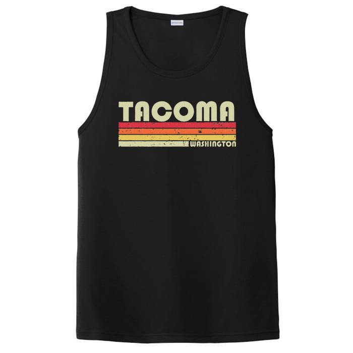 Tacoma Wa Washington Funny City Home Roots Gift Retro 80s PosiCharge Competitor Tank