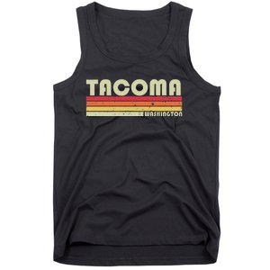 Tacoma Wa Washington Funny City Home Roots Gift Retro 80s Tank Top