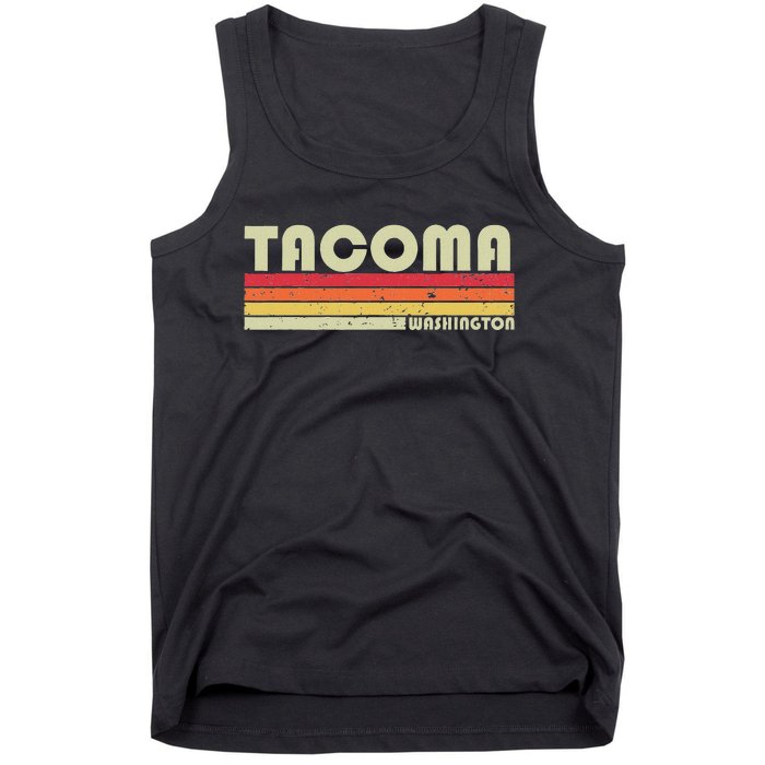 Tacoma Wa Washington Funny City Home Roots Gift Retro 80s Tank Top