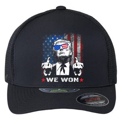 Trump We Won Wins Inauguration 47 Us President 2025 Election Flexfit Unipanel Trucker Cap