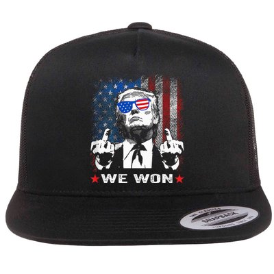 Trump We Won Wins Inauguration 47 Us President 2025 Election Flat Bill Trucker Hat